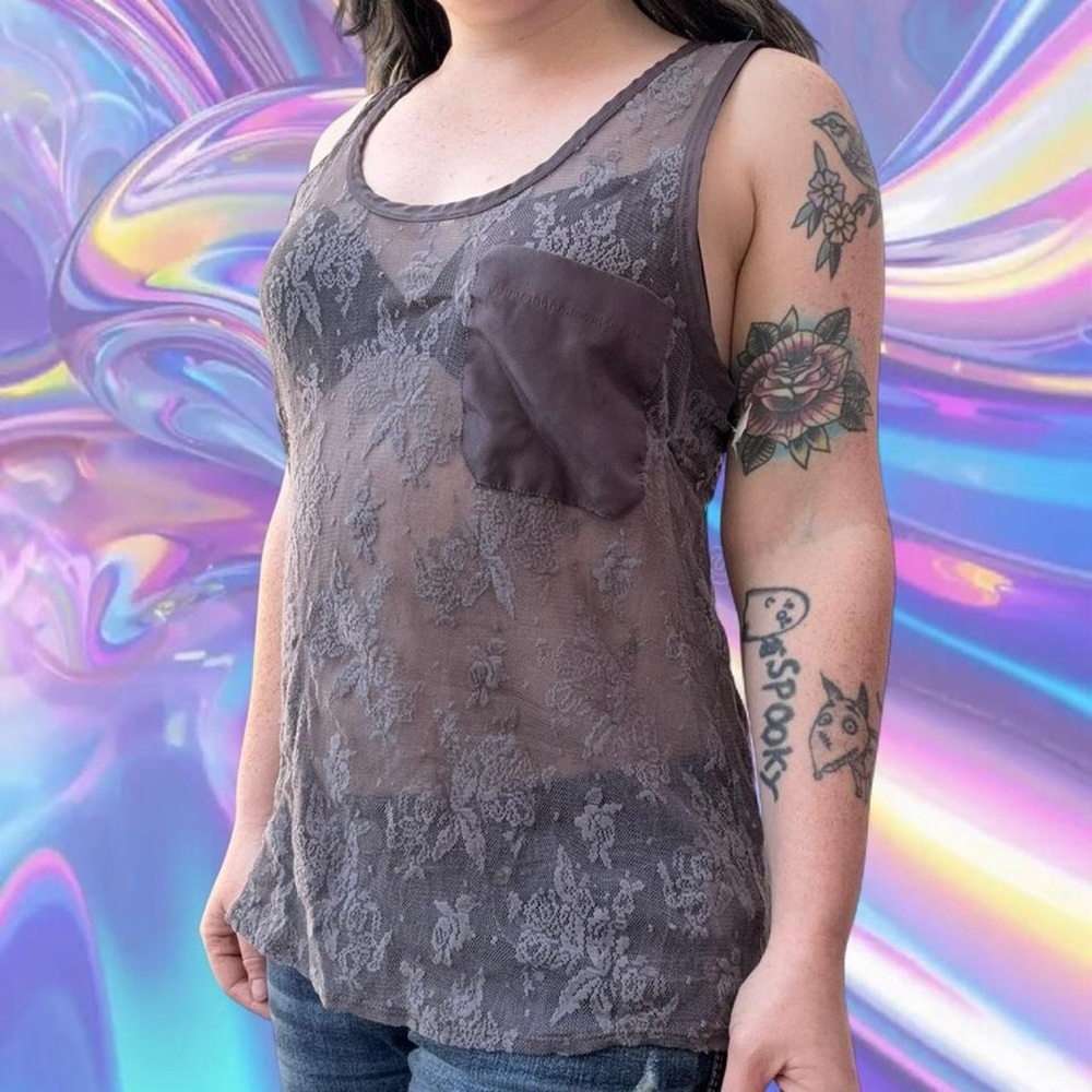 BNWT deadstock vtg y2k sheer lace tank top - sparkle & fade, fits like md UNWORN